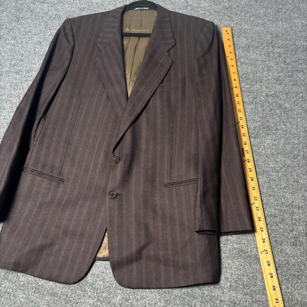 Emanuel Ungaro Uomo Brown Pinstripe Virgin Wool Blazer Saks Fifth Avenue 42L IT - Picture 9 of 16